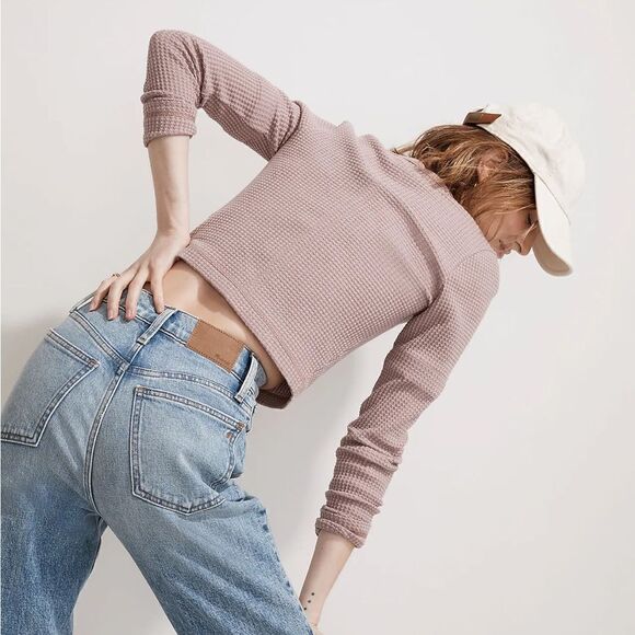 Madewell MWL 2022 Waffle Long-Sleeve Crop Tee Small - Picture 3 of 12